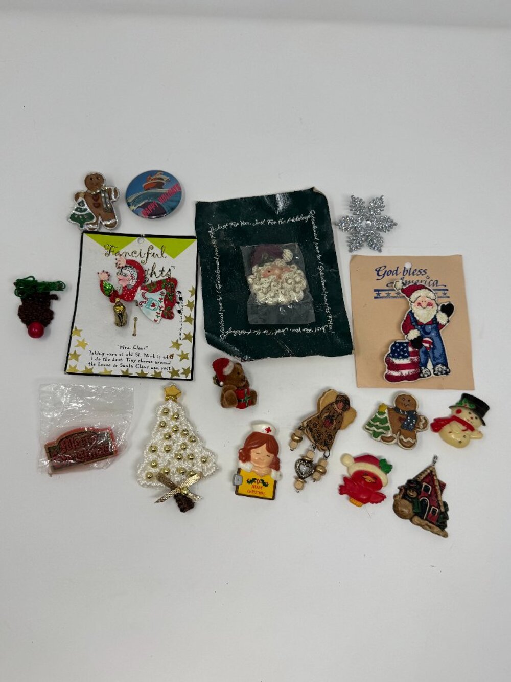 Vintage Christmas Pins Lot 15 Hallmark Enesco Karen Rossi Santa Angel